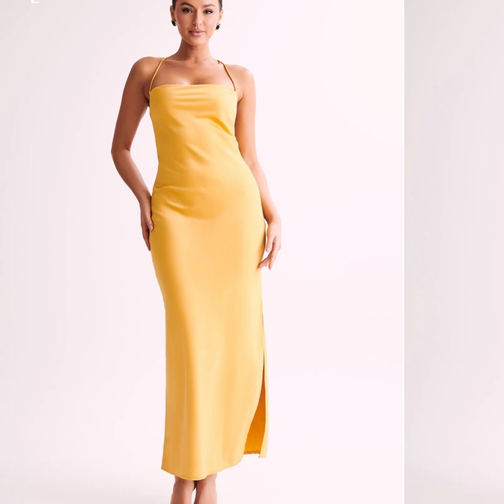 SYDNEY Straight Neck Slip Maxi Dress - Yellow - Picture 1 of 5